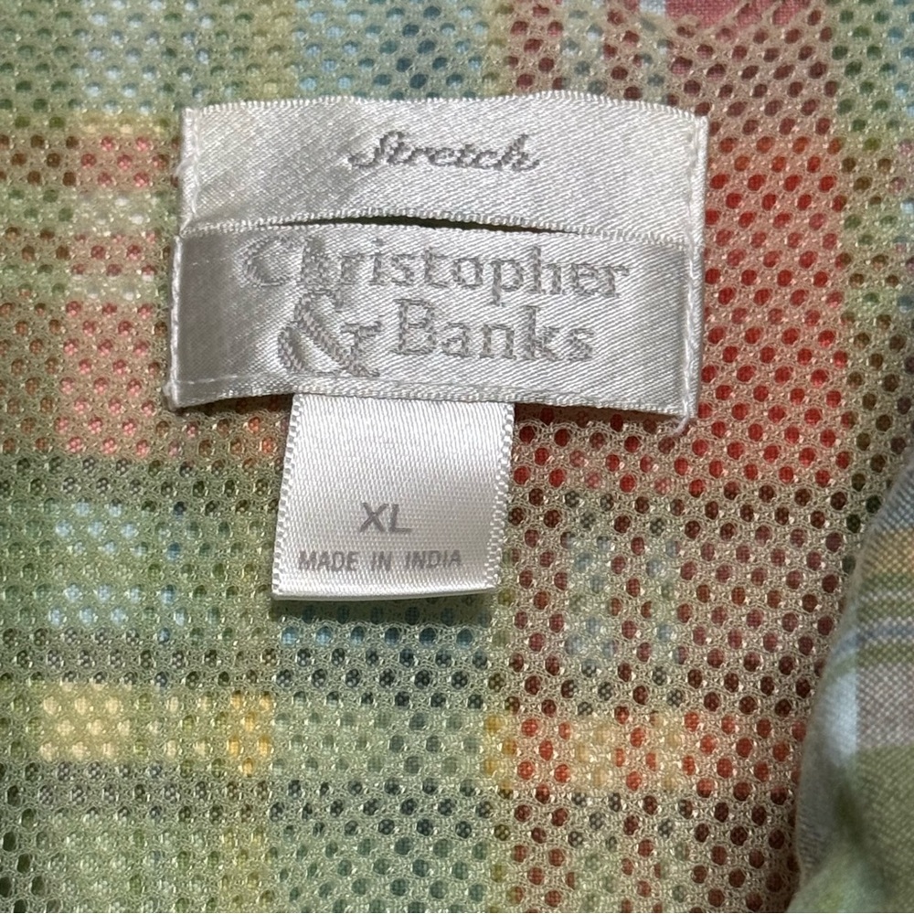 Christopher & Banks Plaid Sleeveless Zip Up Shirt Stretch Size XL - Picture 7 of 10